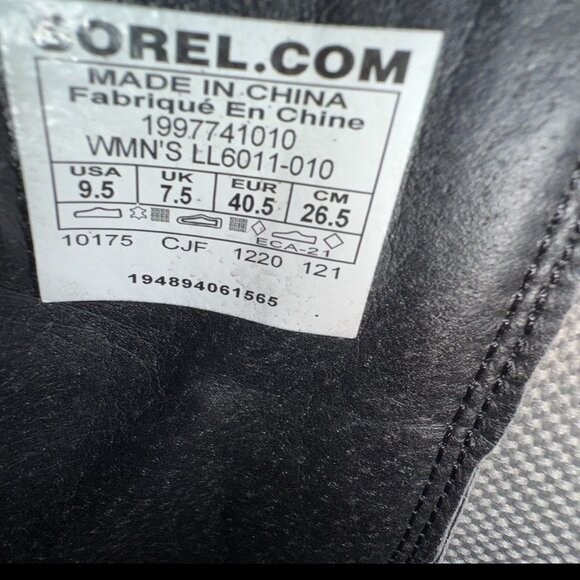 Womens SOREL Joan Wedge Boot Black leather size 9.5 - Picture 6 of 6